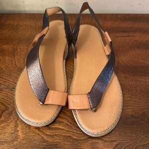 Women’s size 8 sandals tan and metallic charcoal
